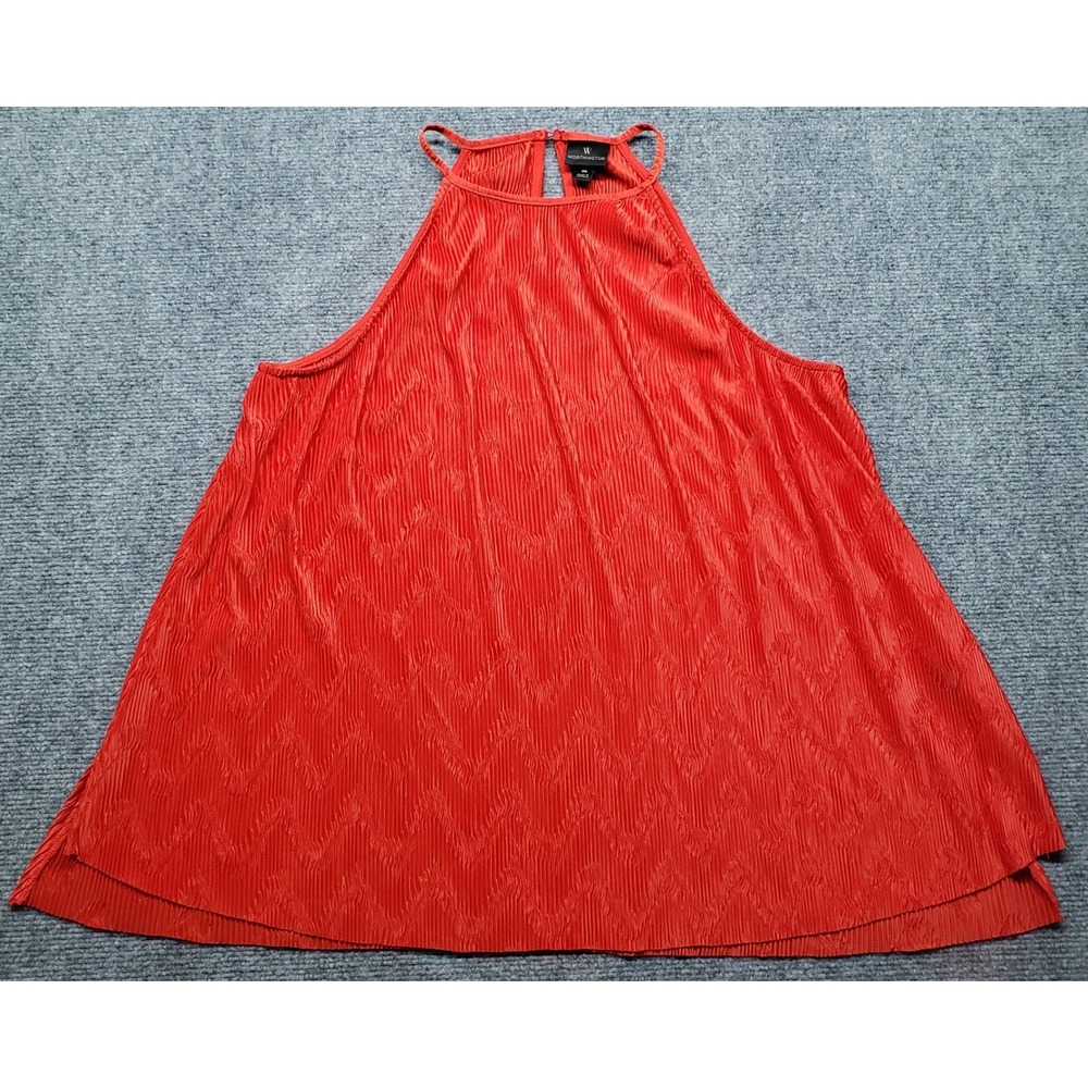 Worthington Pleated Halter Top Blouse Womens XL Red Sleeveless